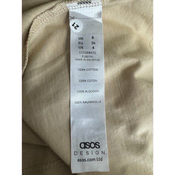 Asos Design Halter Midi Dress Open Back Size 8 Tan Strappy Tie Back Cut Out New - Picture 10 of 12